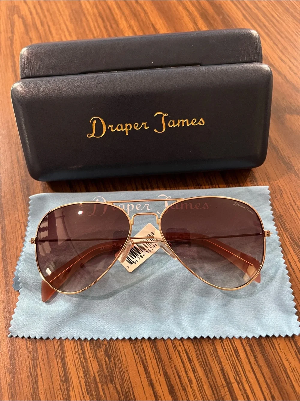 Draper James Gold Frame Aviator Sunglasses with Brown Lenses
